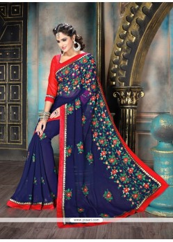 Chic Blue Designer Saree