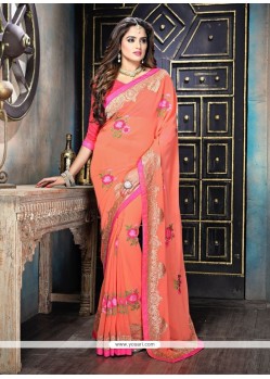 Modish Peach Designer Saree