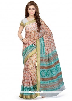 Entrancing Multi Colour Print Work Cotton Casual Saree