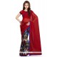 Mod Print Work Faux Chiffon Casual Saree