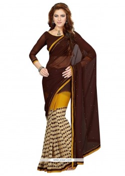 Alluring Faux Chiffon Print Work Casual Saree