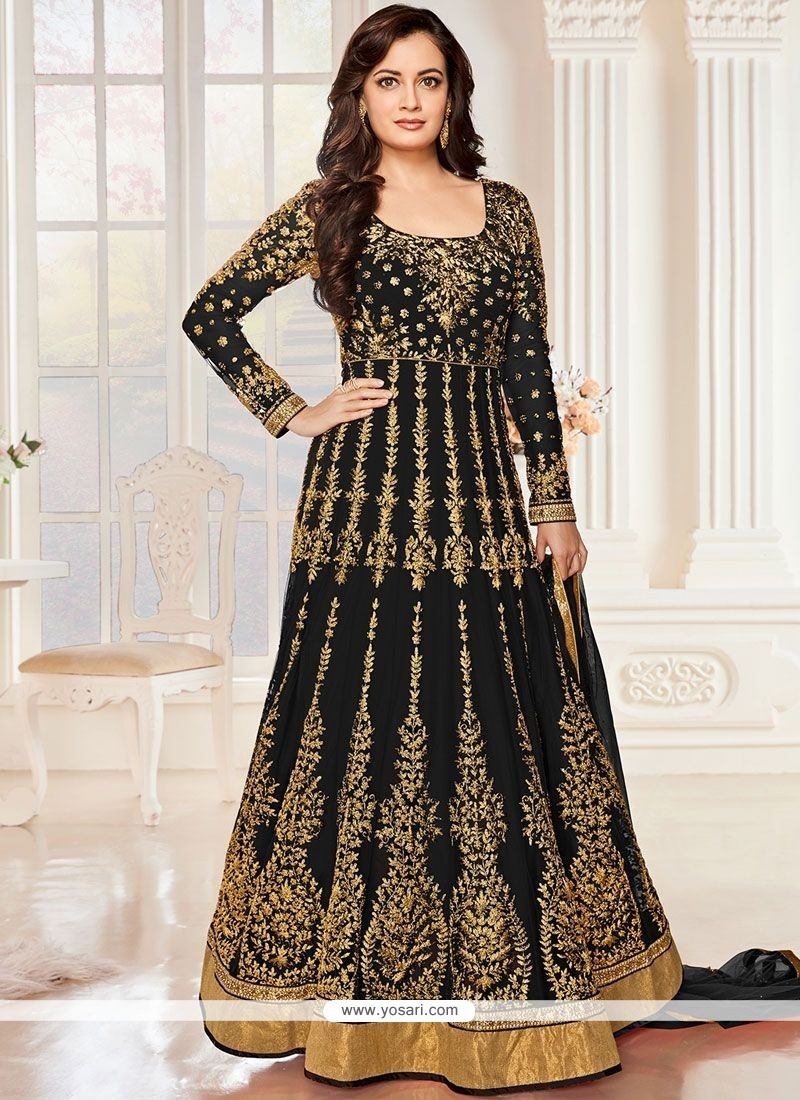 Buy Lovable Zari Work Black Net Anarkali Salwar Suit | Anarkali Suits