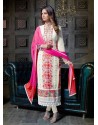 Off White Georgette Churidar Suit