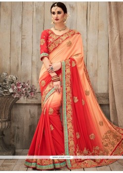 Capricious Embroidered Work Shaded Saree