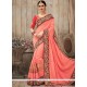 Flattering Pink Patch Border Work Fancy Fabric Designer Saree