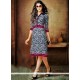 Magnetic Black And Grey Art Silk Party Wear Kurti