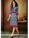 Magnetic Black And Grey Art Silk Party Wear Kurti