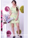 Magnetic Off White Print Work Faux Crepe Party Wear Kurti