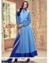 Picturesque Blue Embroidered Work Faux Georgette Anarkali Suit