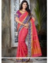 Flamboyant Art Silk Pink Weaving Work Designer Traditional Saree