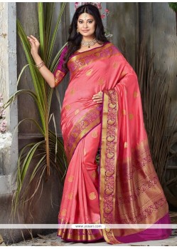 Intriguing Rose Pink Art Silk Designer Traditional Saree