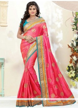 Impeccable Rose Pink Art Silk Designer Traditional Saree