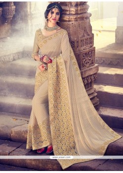 Fashionable Beige Fancy Fabric Classic Designer Saree