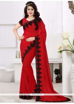 Magnetize Faux Georgette Embroidered Work Saree