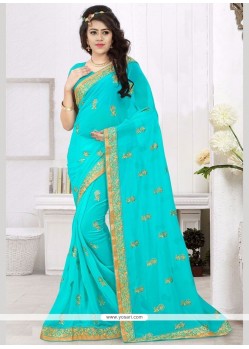 Nice Faux Georgette Embroidered Work Saree