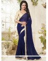 Competent Faux Georgette Lace Work Classic Saree