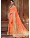 Mod Print Work Orange Printed Saree