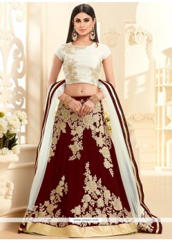 Vivid Maroon Embroidered Work Faux Georgette Lehenga Choli