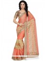 Sterling Embroidered Work Orange Tissue Designer Saree