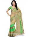 Sparkling Patch Border Work Green Designer Saree