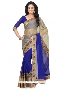 Astonishing Patch Border Work Designer Half N Half Saree