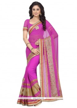 Enticing Patch Border Work Faux Georgette Saree
