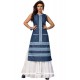 Capricious Denim Blue Plain Work Party Wear Kurti