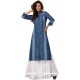 Catchy Plain Work Blue Denim Party Wear Kurti