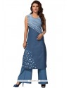 Ruritanian Embroidered Work Blue Denim Party Wear Kurti