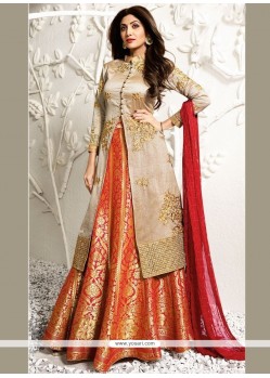 Shilpa Shetty Embroidered Work Long Choli Lehenga