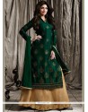 Shilpa Shetty Patch Border Work Beige And Green Long Choli Lehenga