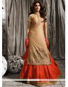 Shilpa Shetty Beige And Orange Long Choli Lehenga