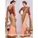 Topnotch Peach Patch Border Work Saree