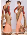 Topnotch Peach Patch Border Work Saree