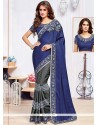 Invigorating Patch Border Work Faux Georgette Designer Half N Half Saree