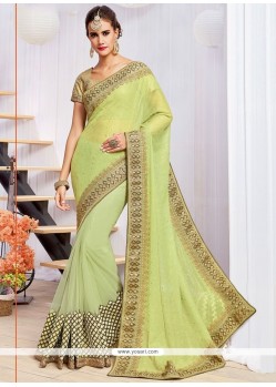 Flamboyant Faux Chiffon Green Classic Designer Saree