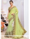 Flamboyant Faux Chiffon Green Classic Designer Saree