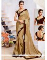 Patch Border Faux Georgette Designer Saree In Beige