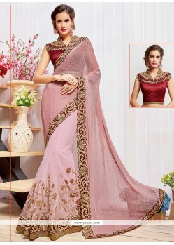 Gleaming Net Patch Border Work Classic Designer Saree