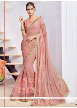Flamboyant Net Pink Designer Saree