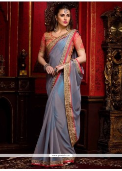 Grandiose Blue And Grey Shaded Saree