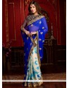 Ruritanian Faux Chiffon Embroidered Work Designer Half N Half Saree