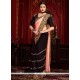 Radiant Faux Chiffon Black And Peach Designer Half N Half Saree