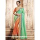 Baronial Art Silk Orange And Sea Green Embroidered Work Designer Half N Half Saree