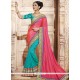 Mesmerizing Art Silk Blue And Rose Pink Half N Half Saree