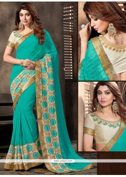 Mystical Sea Green Faux Chiffon Saree