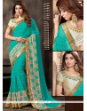 Mystical Sea Green Faux Chiffon Saree