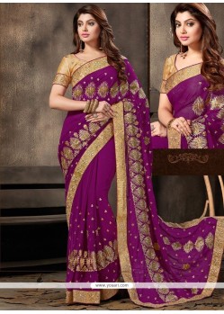 Pretty Faux Georgette Patch Border Work Classic Designer Saree