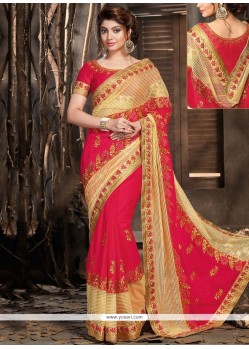 Sunshine Net Hot Pink Classic Designer Saree