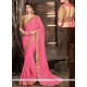 Intricate Faux Chiffon Pink Embroidered Work Saree